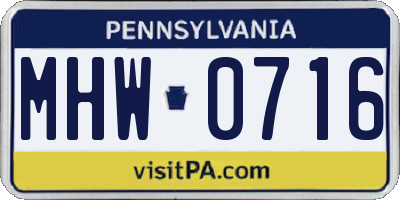 PA license plate MHW0716