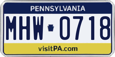 PA license plate MHW0718