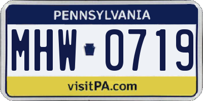 PA license plate MHW0719