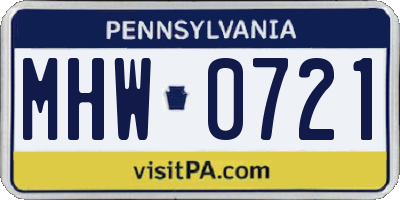 PA license plate MHW0721