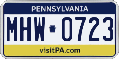 PA license plate MHW0723