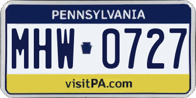 PA license plate MHW0727