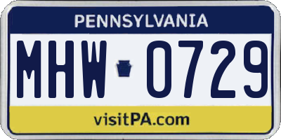 PA license plate MHW0729
