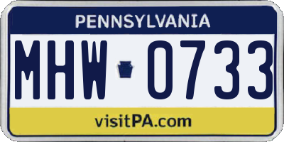 PA license plate MHW0733