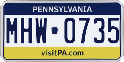 PA license plate MHW0735