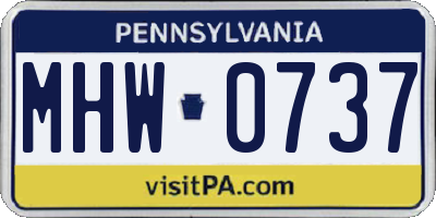 PA license plate MHW0737