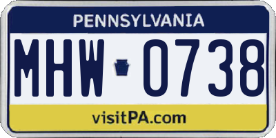 PA license plate MHW0738