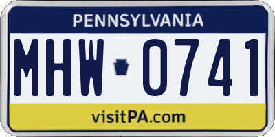 PA license plate MHW0741
