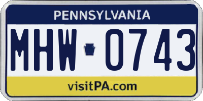 PA license plate MHW0743