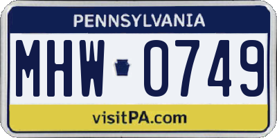 PA license plate MHW0749