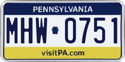 PA license plate MHW0751