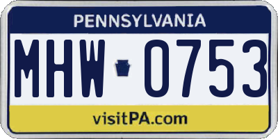 PA license plate MHW0753