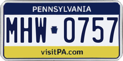 PA license plate MHW0757
