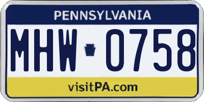 PA license plate MHW0758