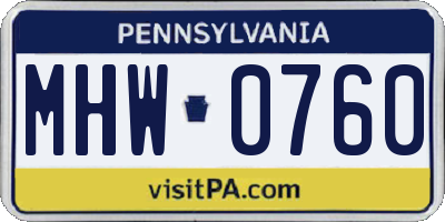 PA license plate MHW0760