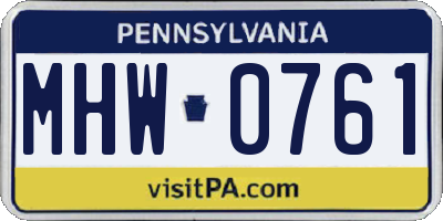 PA license plate MHW0761