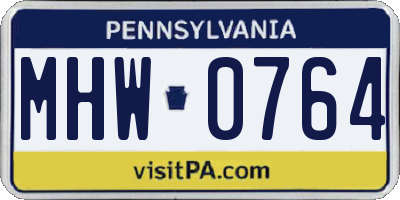 PA license plate MHW0764