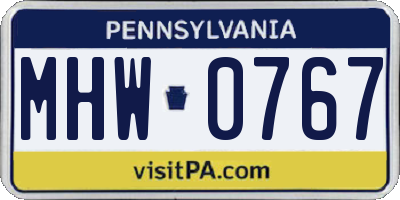 PA license plate MHW0767