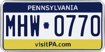 PA license plate MHW0770