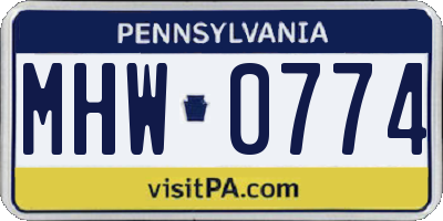 PA license plate MHW0774