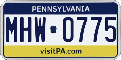 PA license plate MHW0775