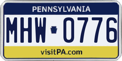 PA license plate MHW0776