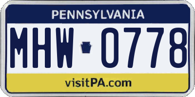 PA license plate MHW0778