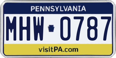 PA license plate MHW0787