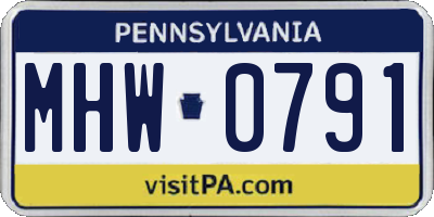 PA license plate MHW0791