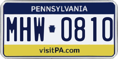 PA license plate MHW0810