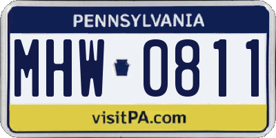 PA license plate MHW0811