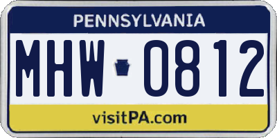 PA license plate MHW0812