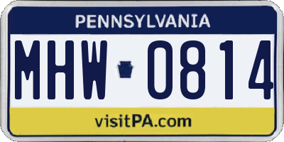PA license plate MHW0814