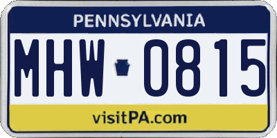 PA license plate MHW0815