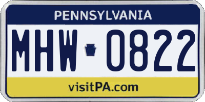 PA license plate MHW0822