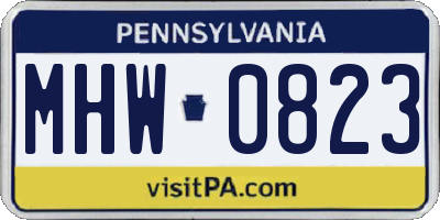 PA license plate MHW0823