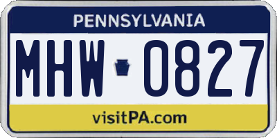 PA license plate MHW0827