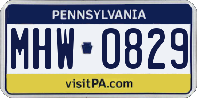 PA license plate MHW0829