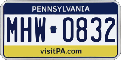 PA license plate MHW0832