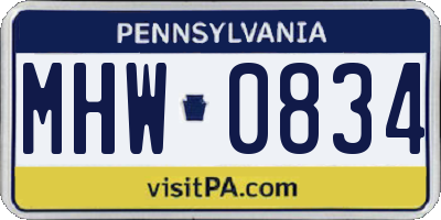 PA license plate MHW0834