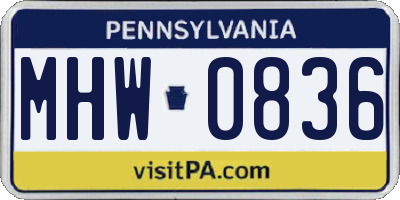 PA license plate MHW0836