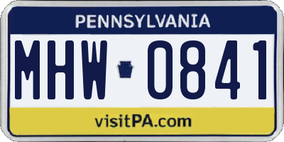 PA license plate MHW0841