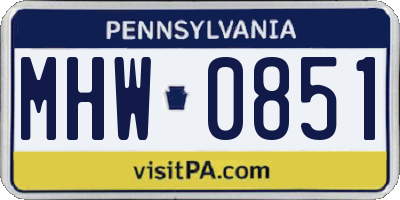 PA license plate MHW0851