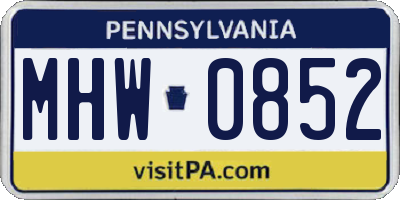 PA license plate MHW0852