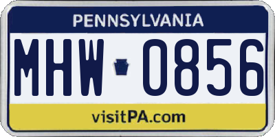 PA license plate MHW0856