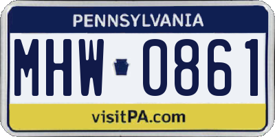 PA license plate MHW0861