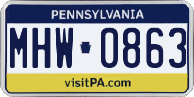 PA license plate MHW0863