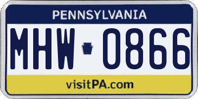 PA license plate MHW0866