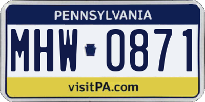 PA license plate MHW0871