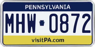 PA license plate MHW0872